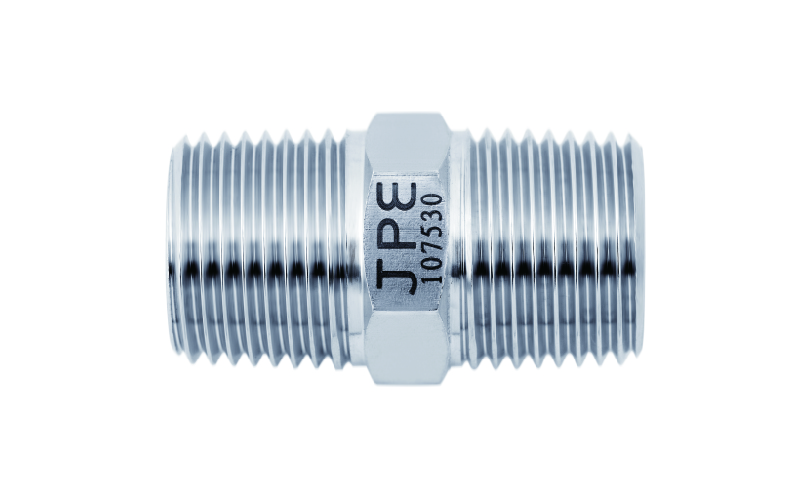 SS304 JPE hexagonal double external thread 1/8" BSPT